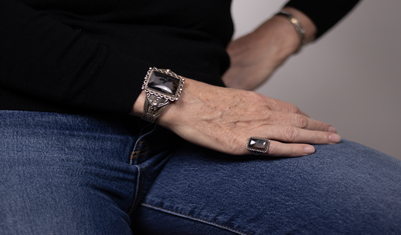 1970's Square Petrified Wood Cuff
