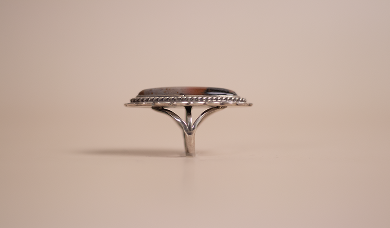 1970's Large Oval Petrified Wood Ring