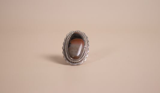 1970's Large Oval Petrified Wood Ring