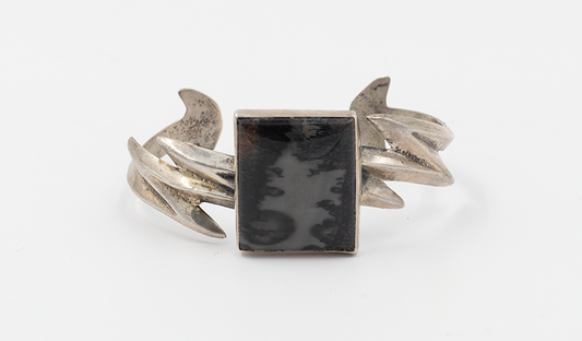 Vintage Lightning Bolt Petrified Wood Cuff