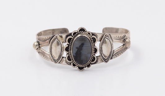 Vintage Floral Petrified Wood Cuff