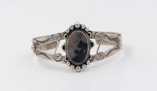 Vintage Scroll Petrified Wood Cuff