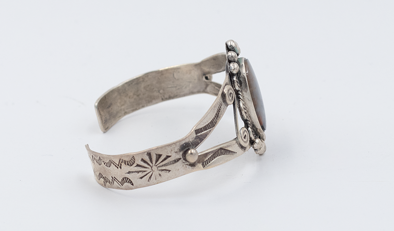 Vintage Scroll Petrified Wood Cuff
