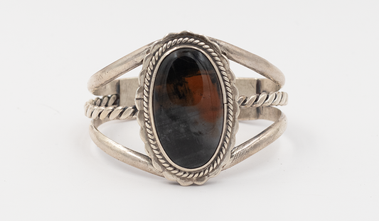 Vintage Twist Wire Petrified Wood Cuff