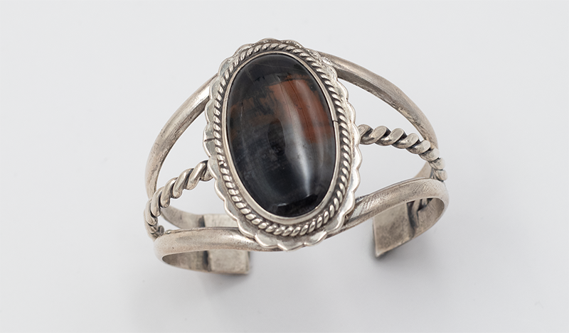 Vintage Twist Wire Petrified Wood Cuff