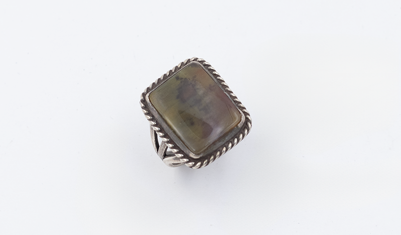 Vintage Twist Wire Petrified Wood Ring
