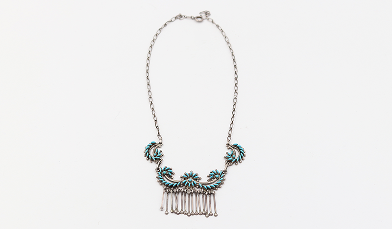 Floral Needlepoint Zuni Necklace Set