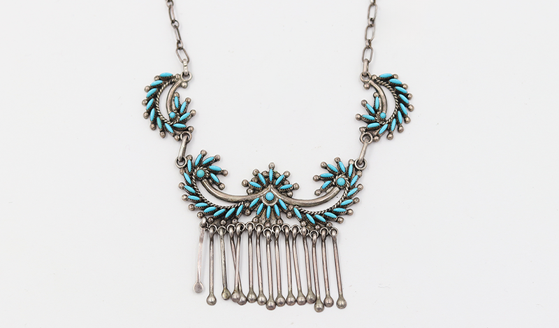Floral Needlepoint Zuni Necklace Set