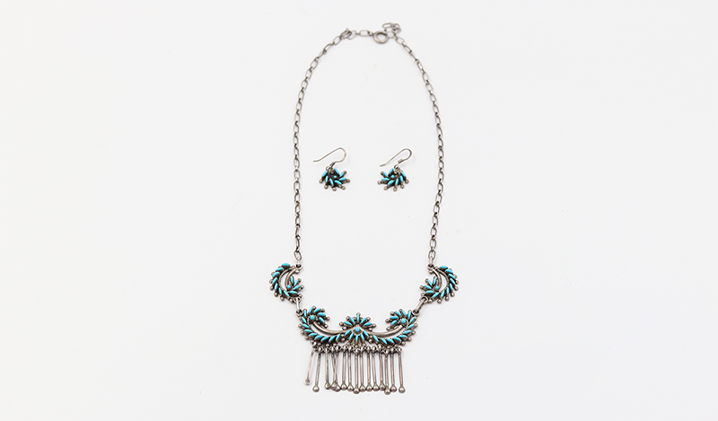 Floral Needlepoint Zuni Necklace Set