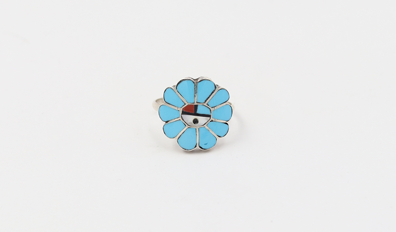 Turquoise Inlay SunFace Ring