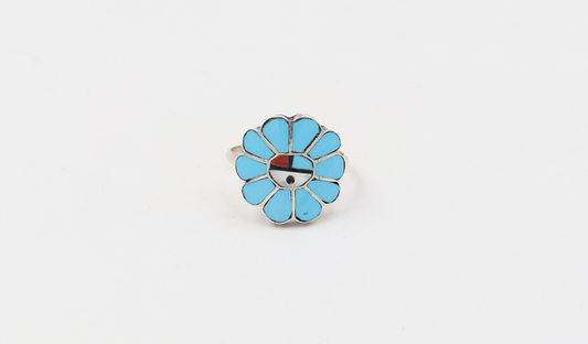Turquoise Inlay SunFace Ring
