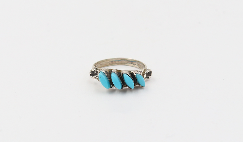 4 Stone Angle Set Needlepoint Ring