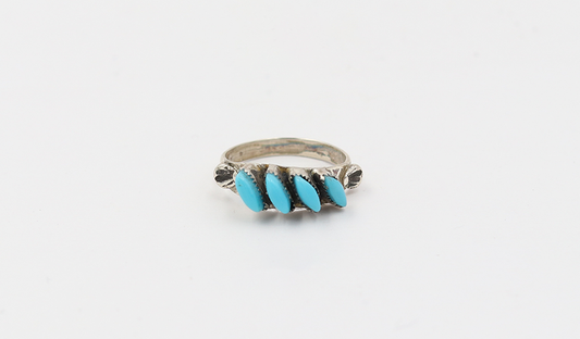 4 Stone Angle Set Needlepoint Ring
