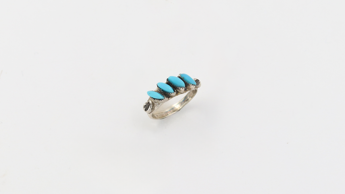 4 Stone Angle Set Needlepoint Ring