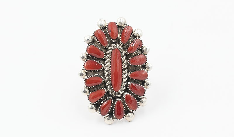 Red Coral Cluster Ring