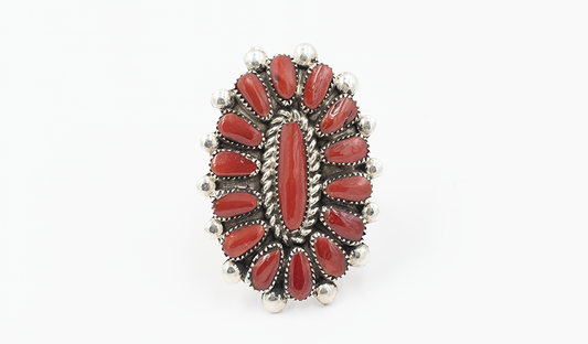 Red Coral Cluster Ring