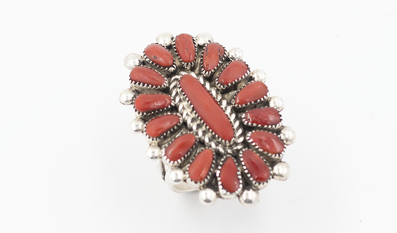 Red Coral Cluster Ring
